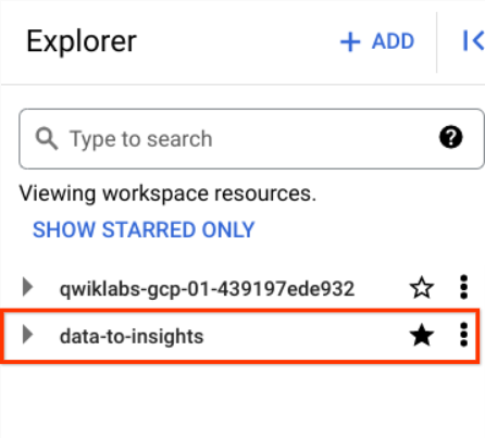 BigQuery projects panel