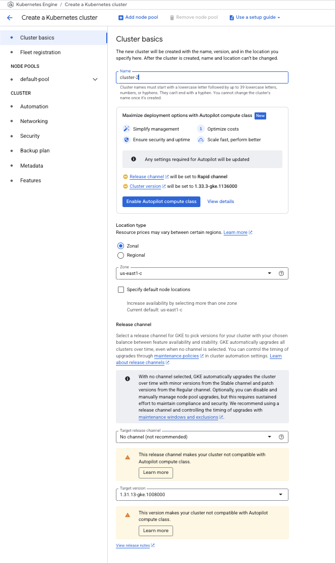 The configuration page displaying the aforementioned updates