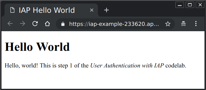 Pagina con scheda Hello World IAP