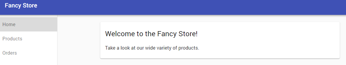 Fancy Store Welcome page