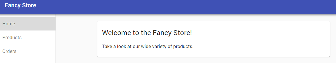 Page de bienvenue de Fancy Store