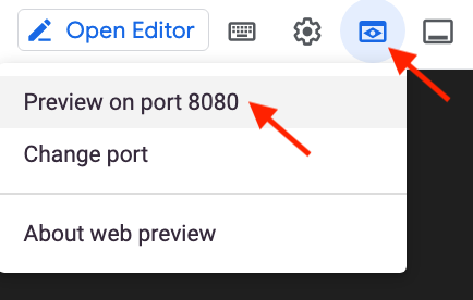Web Preview on port 8080