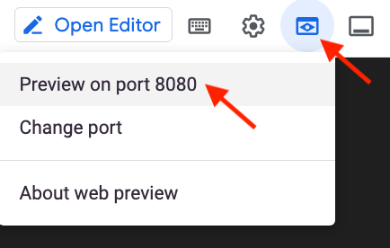 Pratinjau Web di port 8080