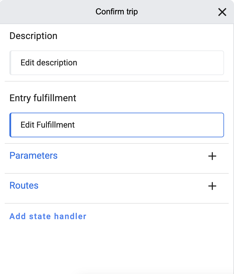 Confirm trip window with Edit fulfillment field highlighted