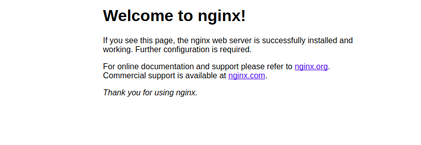 Welcome to nginx! page