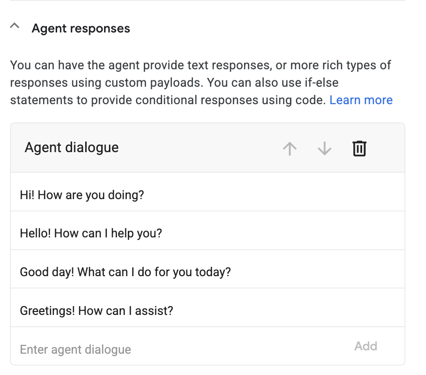 Agent response from data store