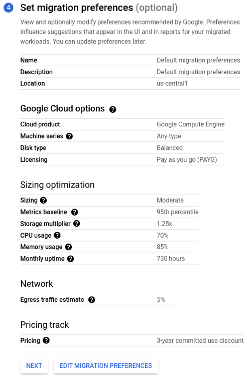 Set Migration preferences defaults.