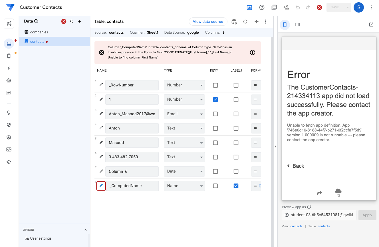 Configuring Data for your App using AppSheet | Google Skills