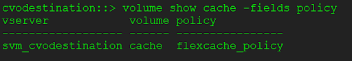 Verify Flexcache volume properly assigned with the export policy