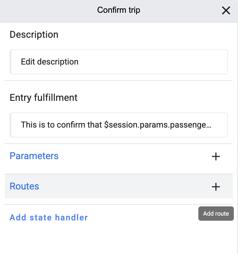 Confirm trip page with plus button highlighted