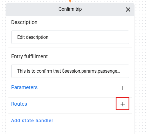 Confirm trip page with plus button highlighted