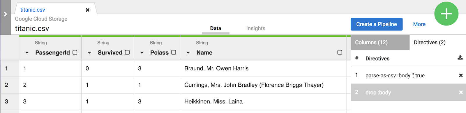 Titanic.csv drop :body column