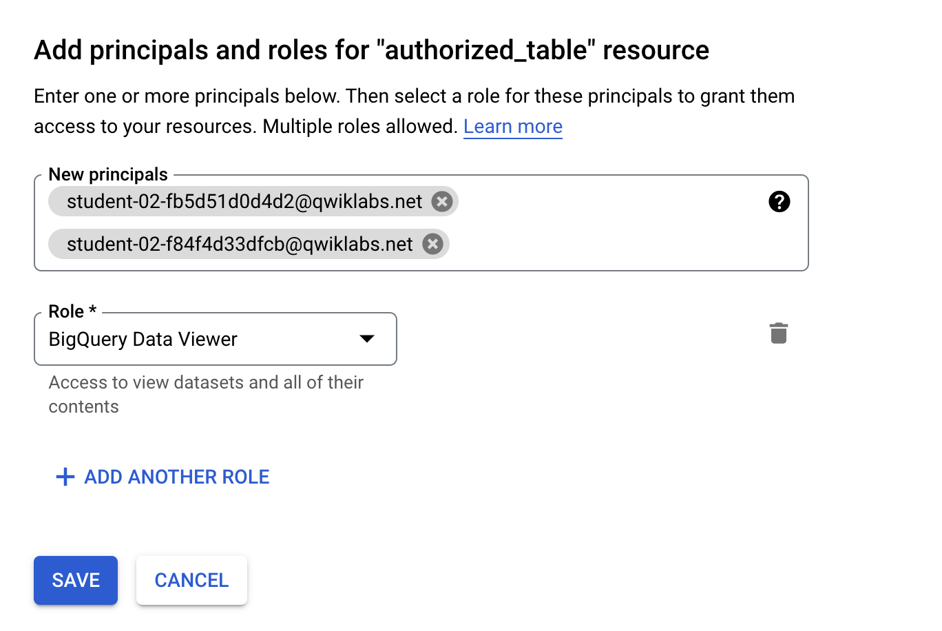 add bigquery data viewer principal