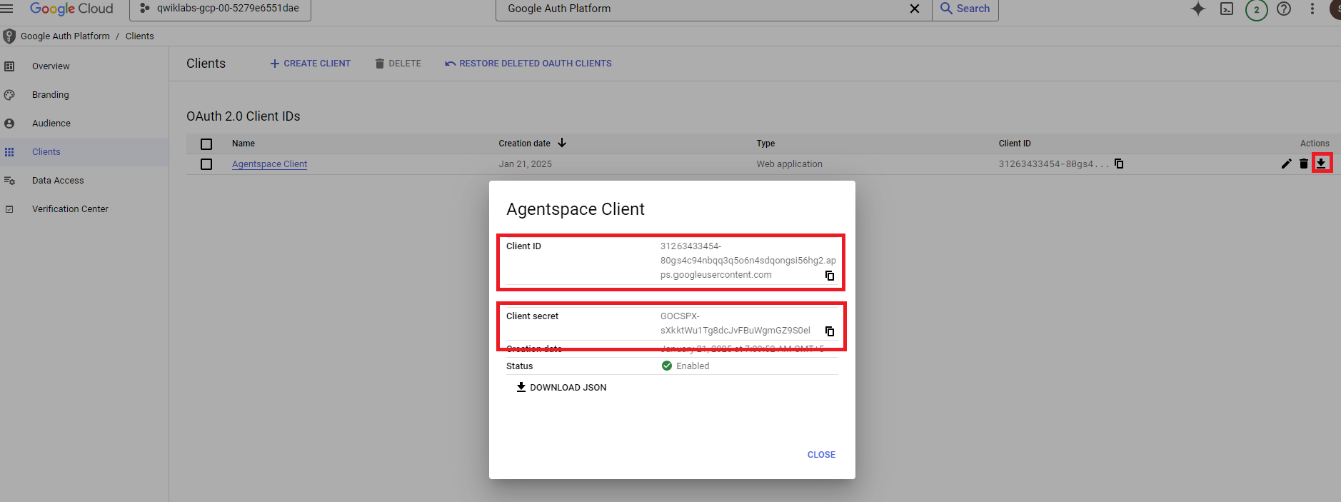 Identifiants client