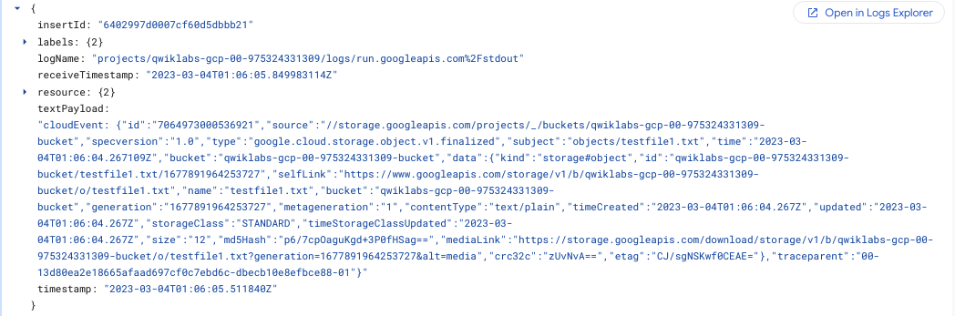 cloudEvent log