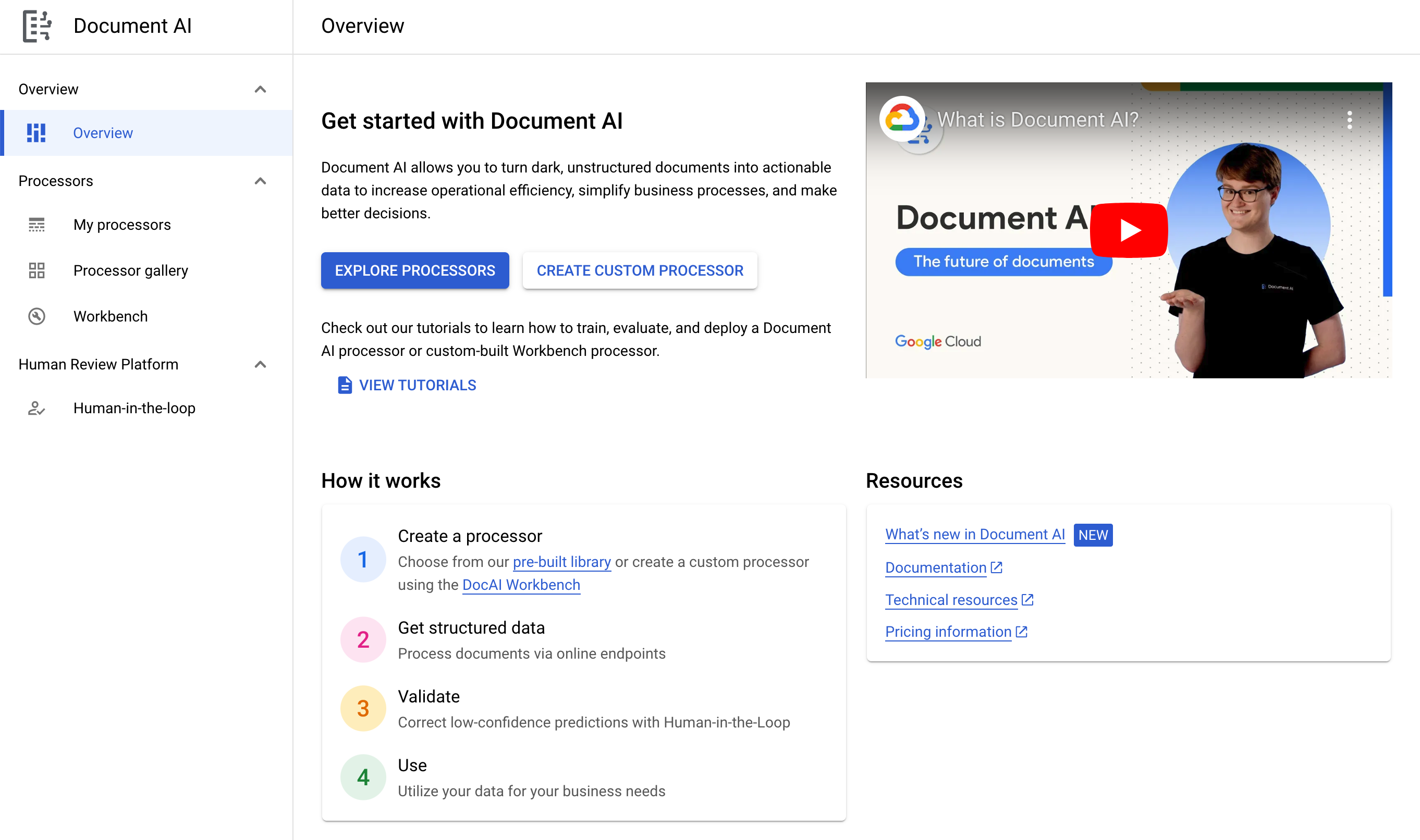 Document AI Overview Console