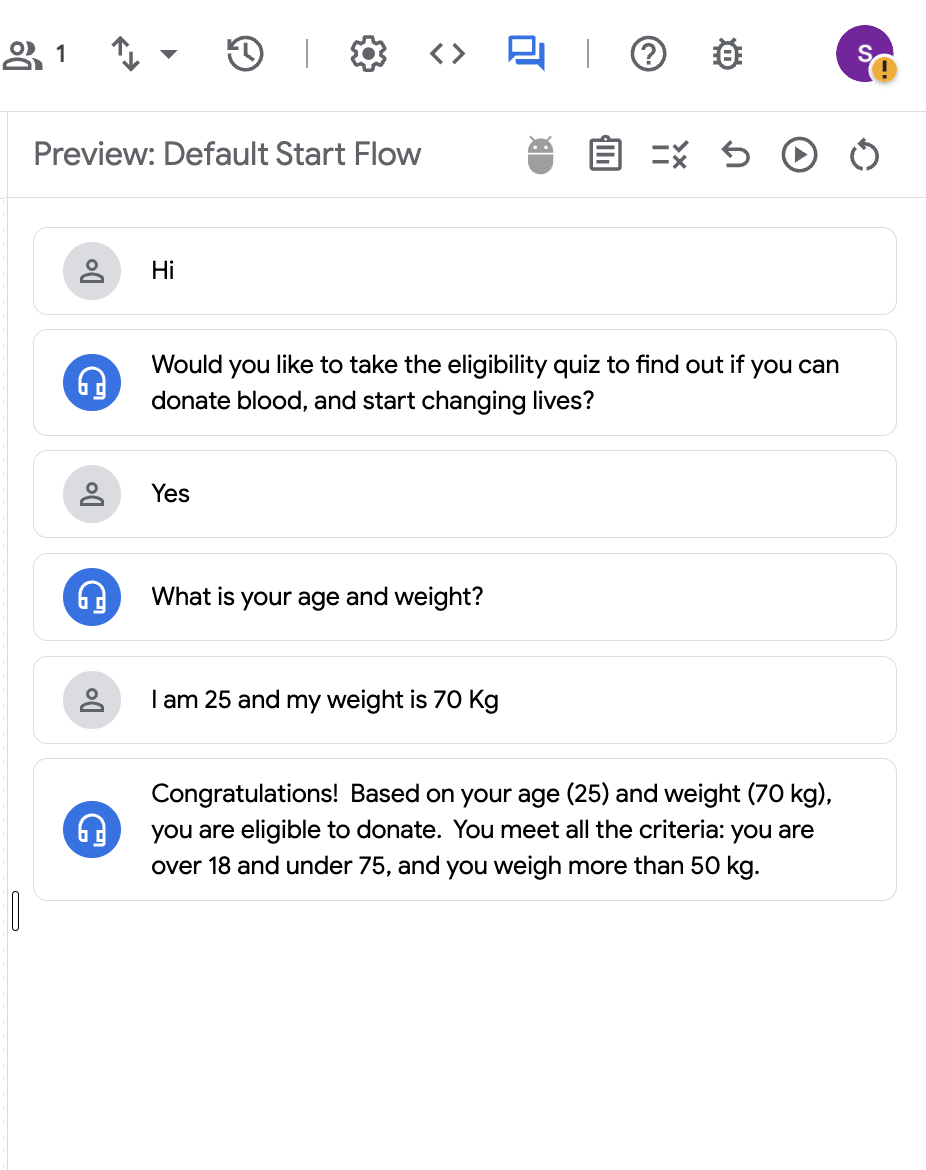 Agent generator response eligible example