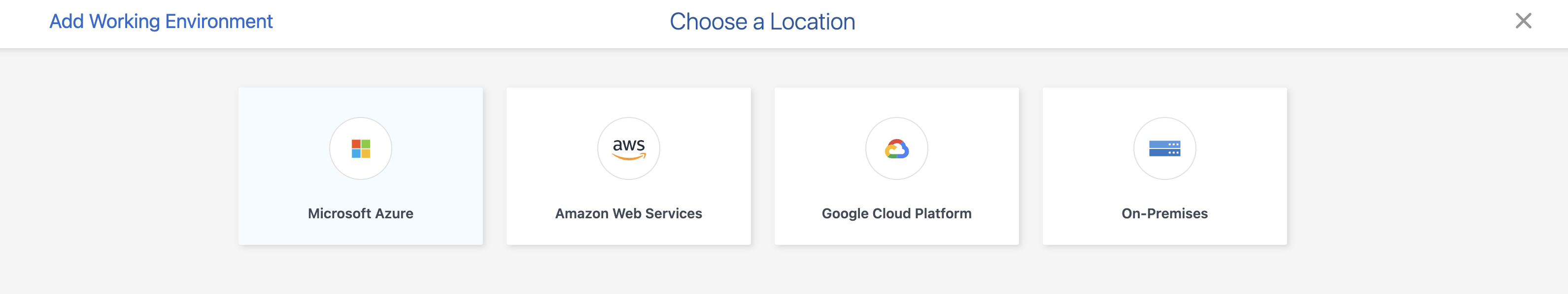 The Choose a Location section