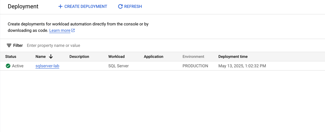 Verify the deployment status.