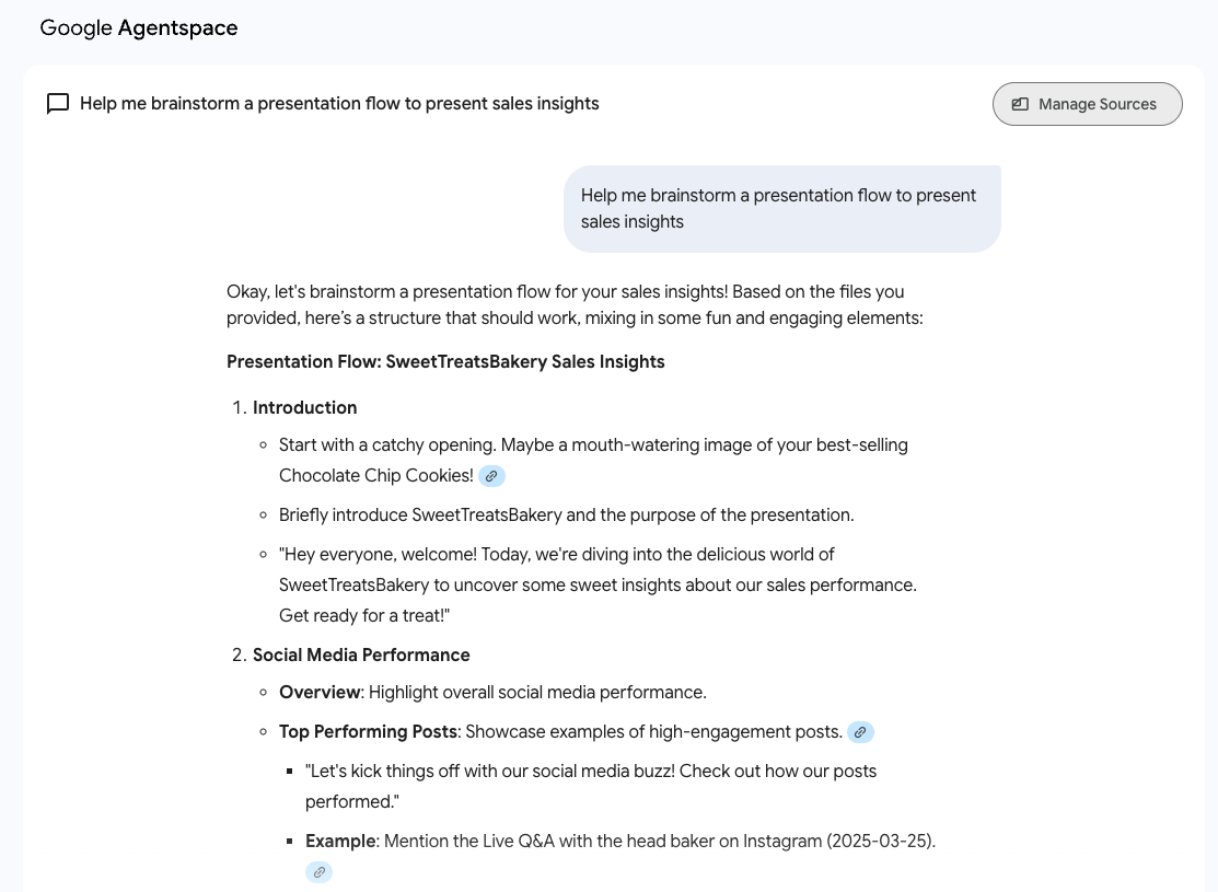 presentation flow for sales insight result