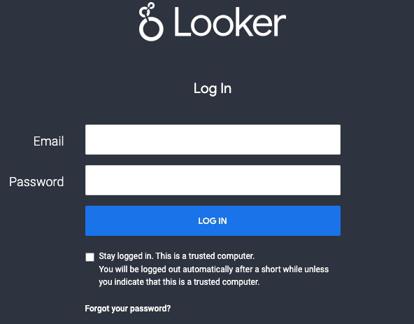 Looker login dialog
