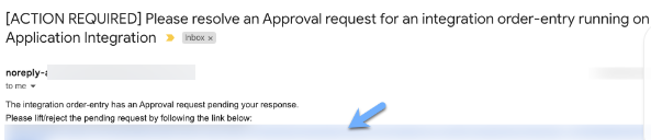 Action Required email from Application Integration
