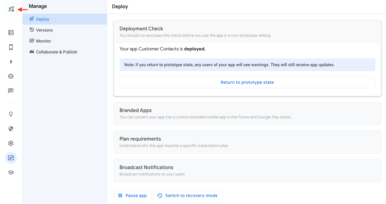 Deployed tabbed page displaying the deployment check status: Your app Lab 4 - Customer Contacts is deployed