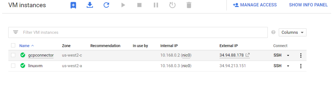 vm instances page