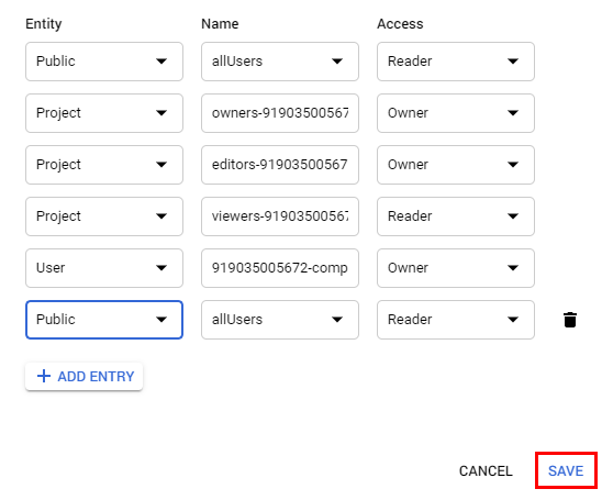 Edit access page