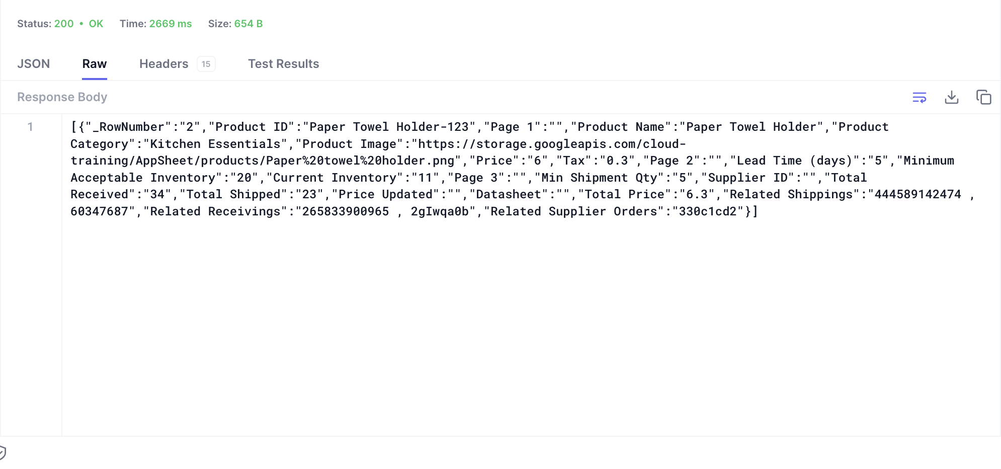 The results in JSON form; 27 lines of code.