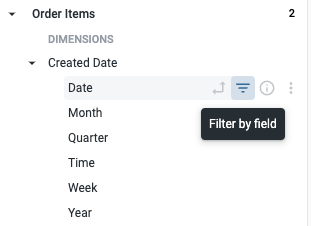 Order Items Dropdown displaying the number 2