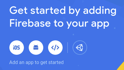 The Firebase Get started page, displaying additional app options