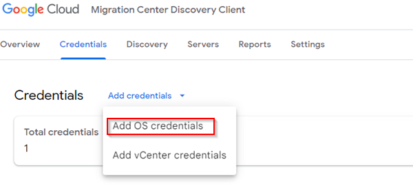 Add OS Credentials button.