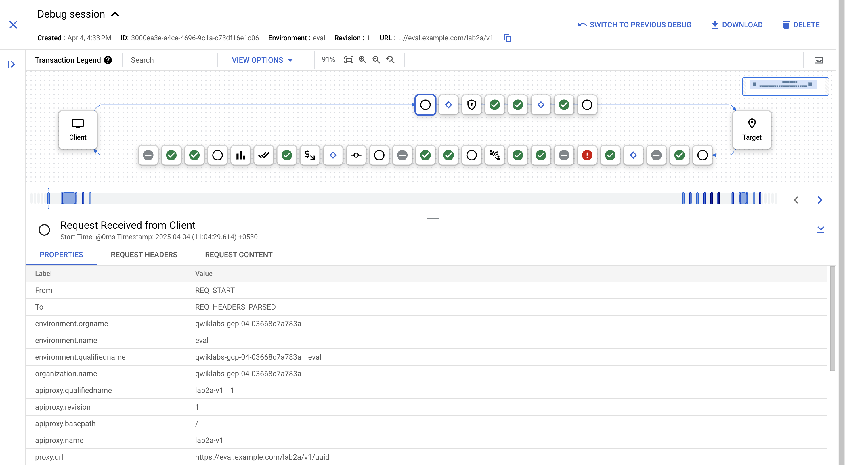 Transaction condition details