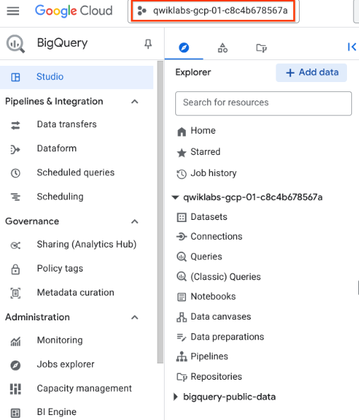 Project field displaying Google Cloud Skills Boost project name