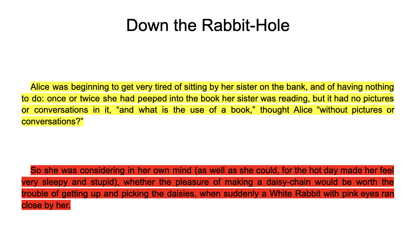 Text from Down the Rabbit-Hole