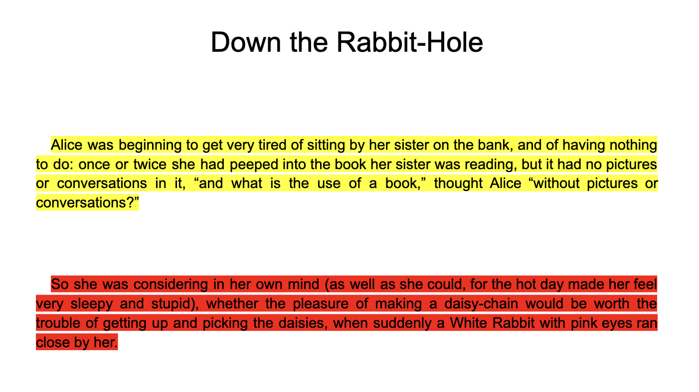 Texto do capítulo &quot;Down the Rabbit-Hole&quot;