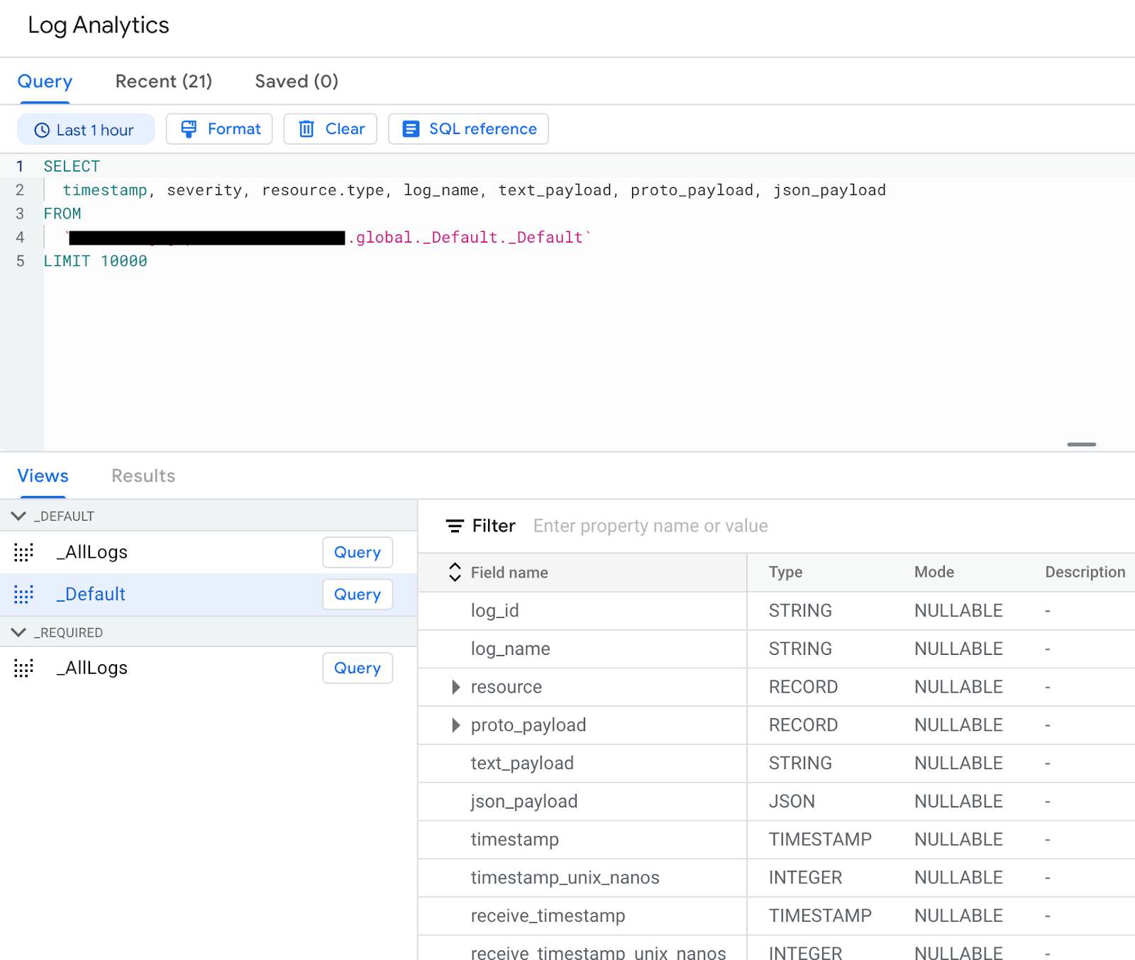 Log Analytics results