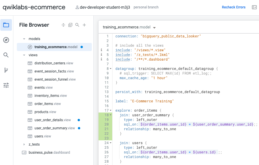 Code for the training_ecommerce.model file
