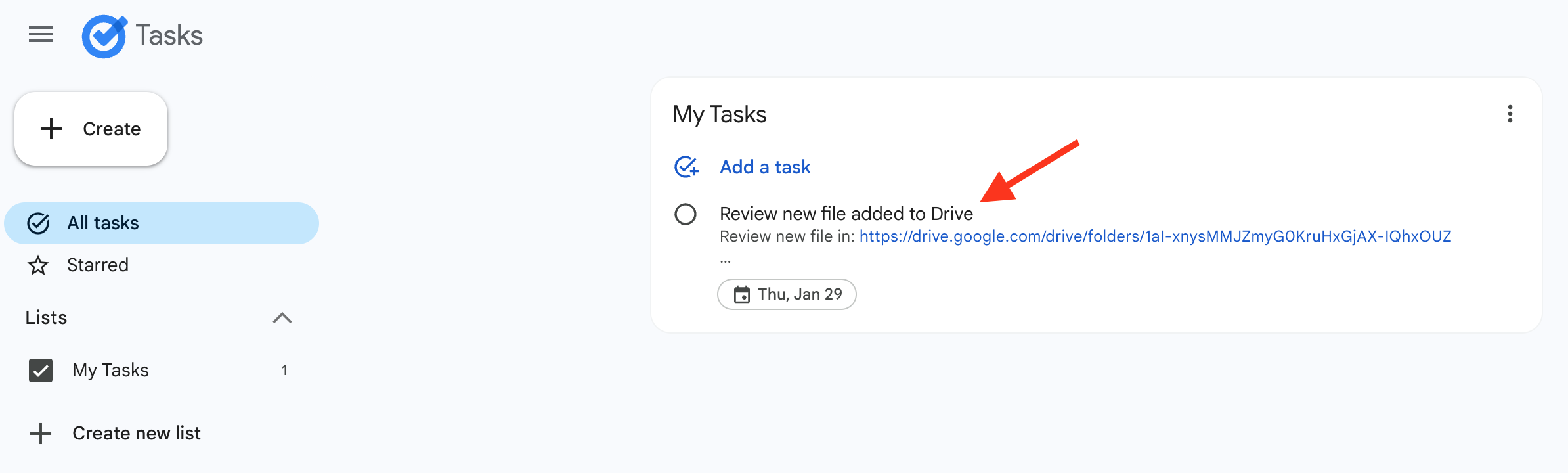 Tasks with new review new file added to Drive task
