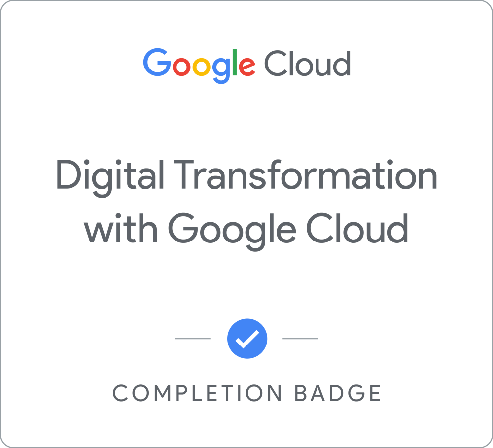 Selo para Digital Transformation with Google Cloud - Português Brasileiro