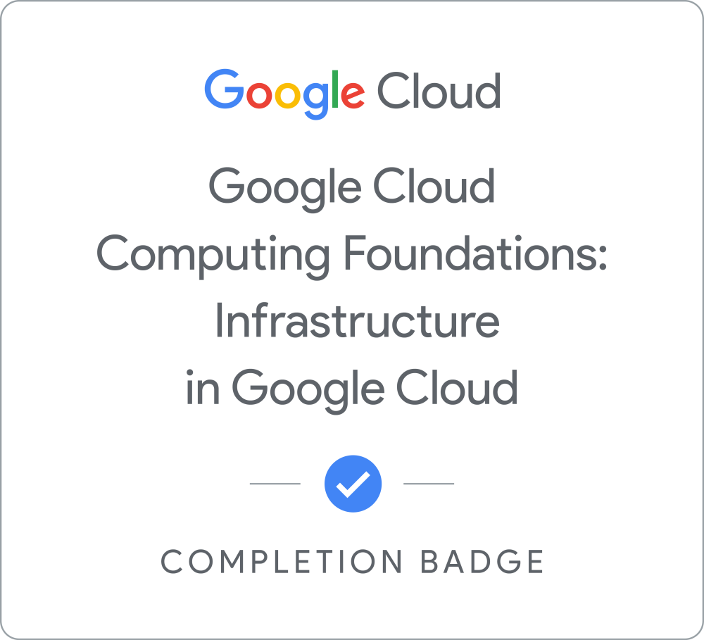 Badge for Google Cloud Computing Foundations: Infrastructure in Google Cloud - Locales