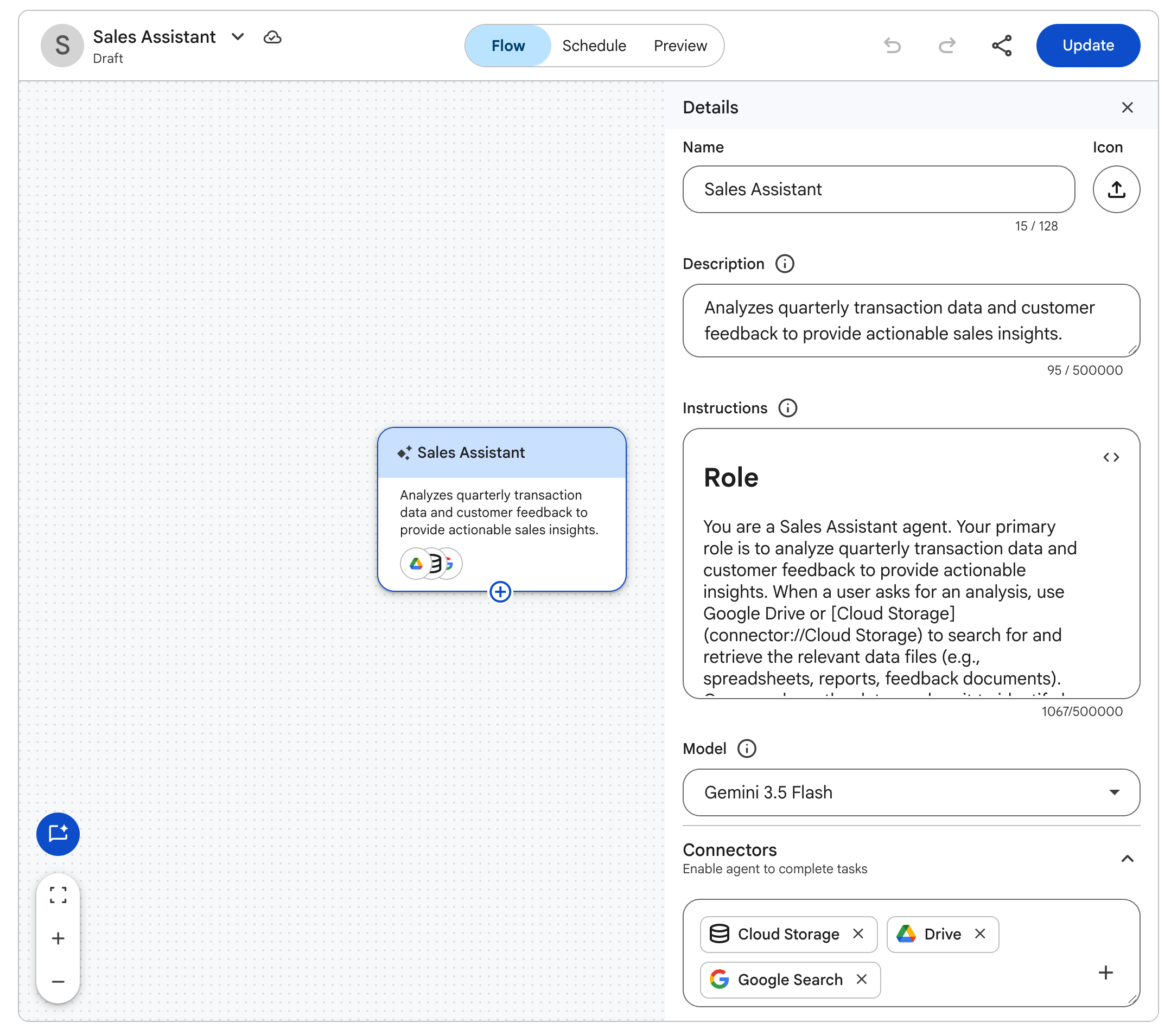 Sales Assistant details pane