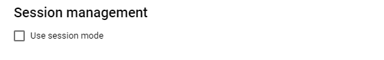 The Query settings page, which includes the unchecked Use session mode box.