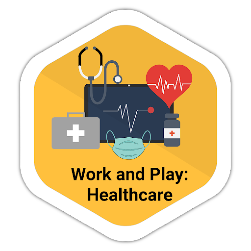 Work and Play: Healthcare with Google Cloud のバッジ