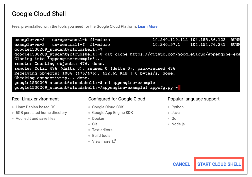 Start Cloud Shell