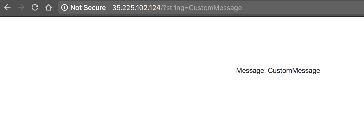 Message: CustomMessage displayed on a blank page within a browser.