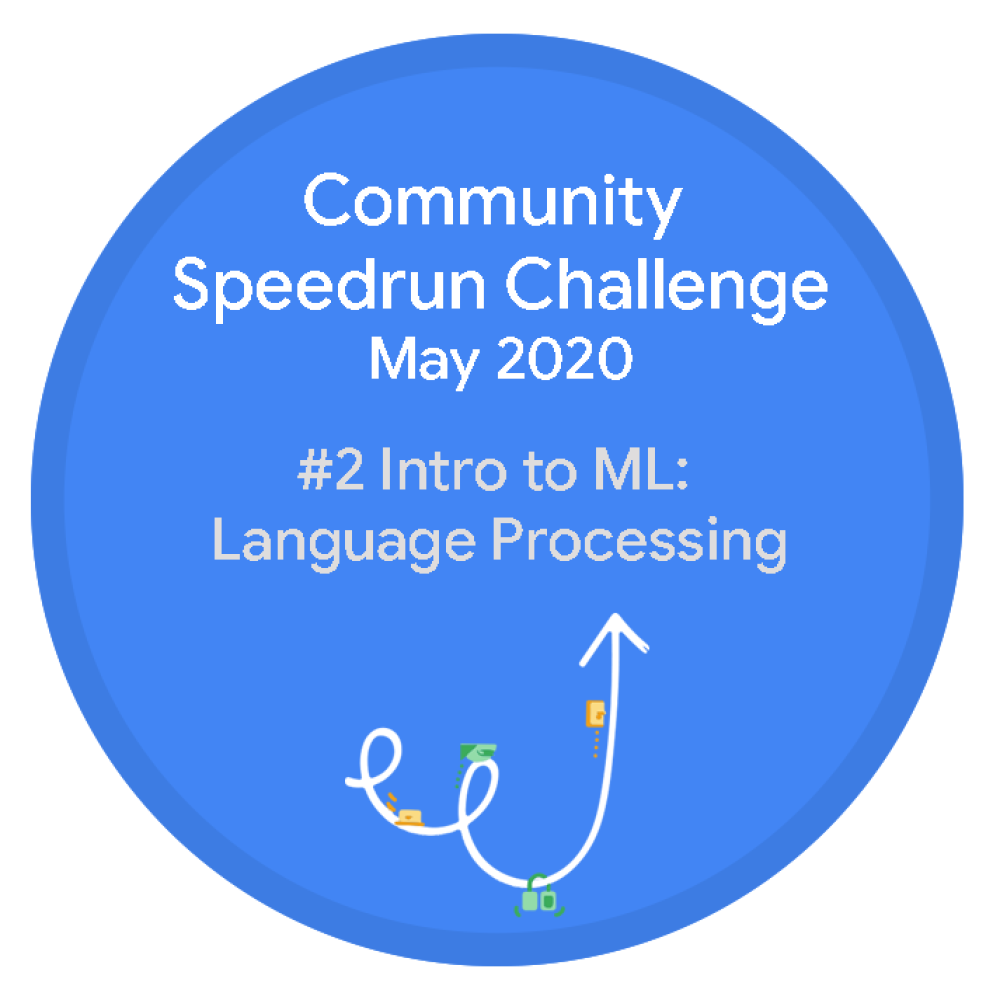 Insignia de Community Speedrun Challenge May #2: Intro to ML: Language Processing