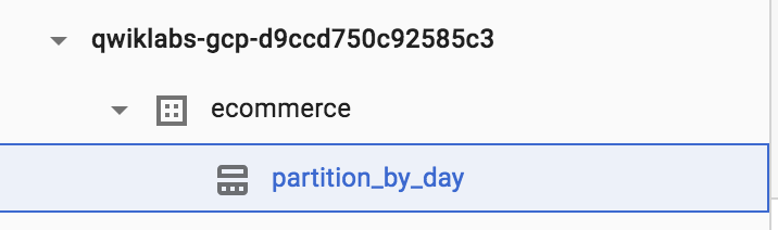 ハイライト表示された partiton_by_day テーブルのオプション