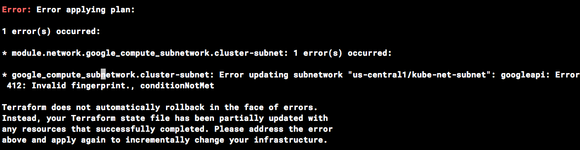 Error de huella digital de Terraform